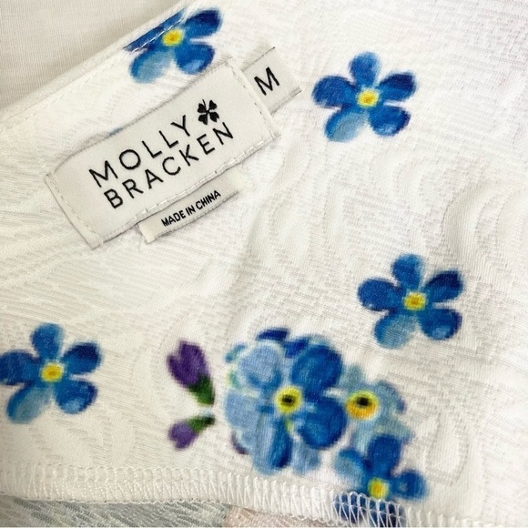 Molly Bracken White Textured Floral Fit & Flare Dress US M - Picture 7 of 8